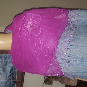 Yoa floral embroidered chandelier tassel hem scarf